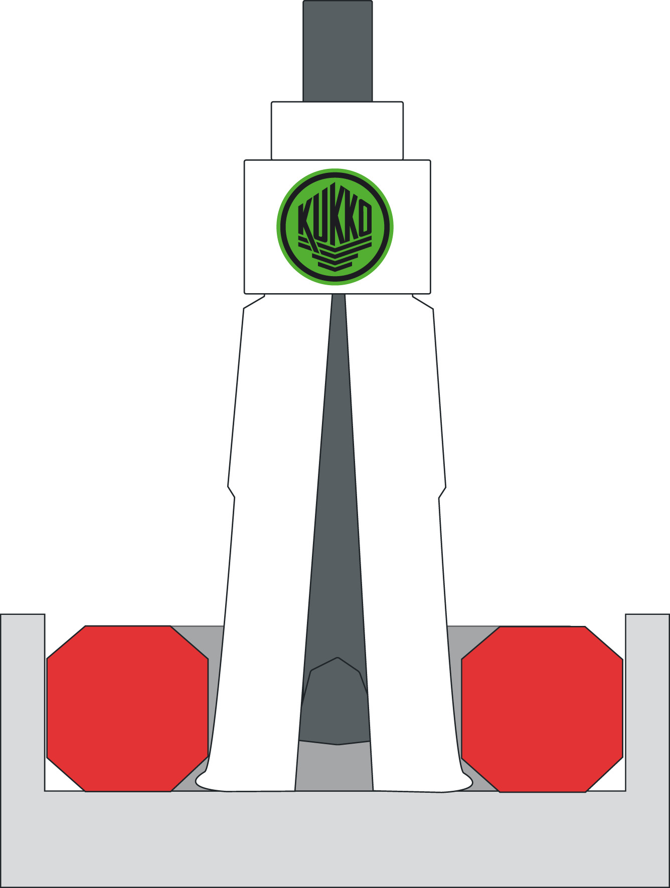 Einschneidiger, mechanischer Mutternsprenger 10 mm - 18 mm - Prinzipzeichnung