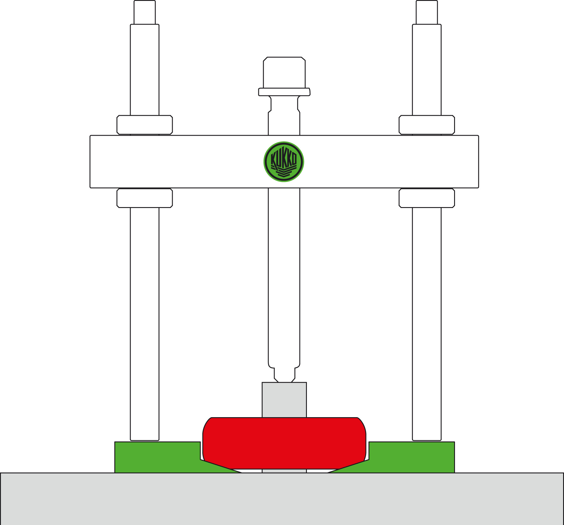 Einschneidiger, mechanischer Mutternsprenger 19 mm - 27 mm - Prinzipzeichnung